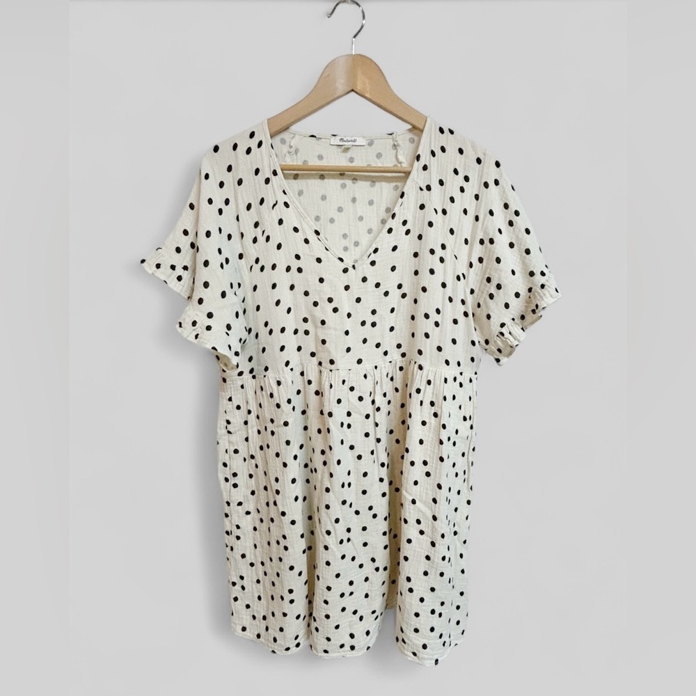 Madewell Dot Toss Lightspun Ruffle Babydoll Dress Size Large - Picture 2 of 10
